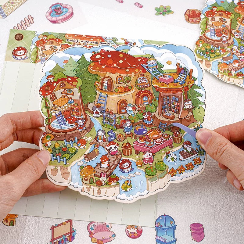 Mystic Meowlands 3D Sticker | 4 Cute Miniature Scenes