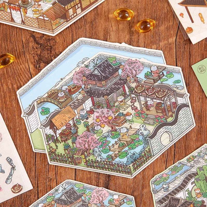 Purrfect Seasons 3D Sticker | 4 Cute Miniature Scenes