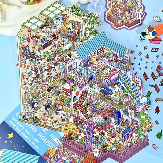 Cozy Little Days 3D Sticker | 2 Cute Miniature Scenes