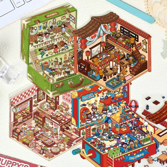 Magical Realm 3D Sticker | 4 Cute Miniature Scenes