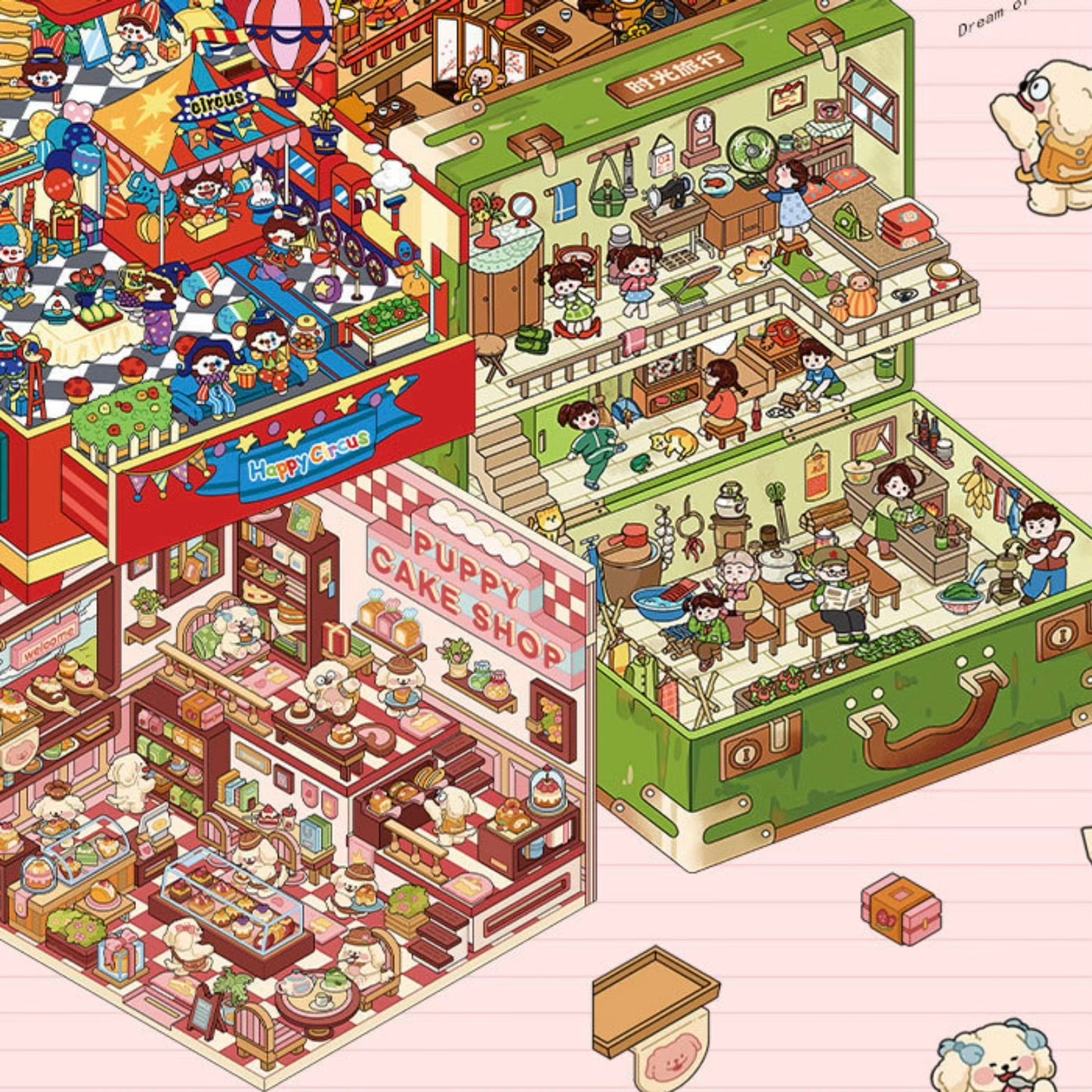 Magical Realm 3D Sticker | 4 Cute Miniature Scenes