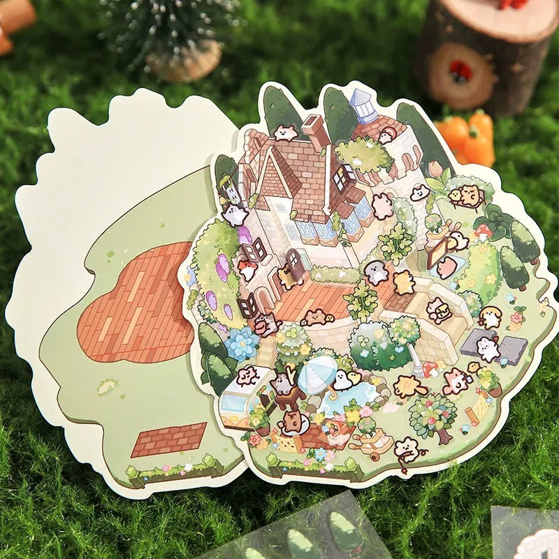 Little Fantasy Town 3D Sticker | 4 Cute Miniature Scenes
