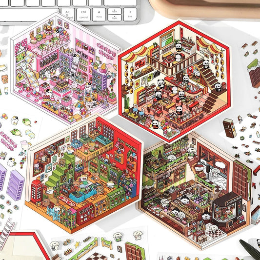 Fairytale Bazaar 3D Sticker | 4 Cute Miniature Scenes