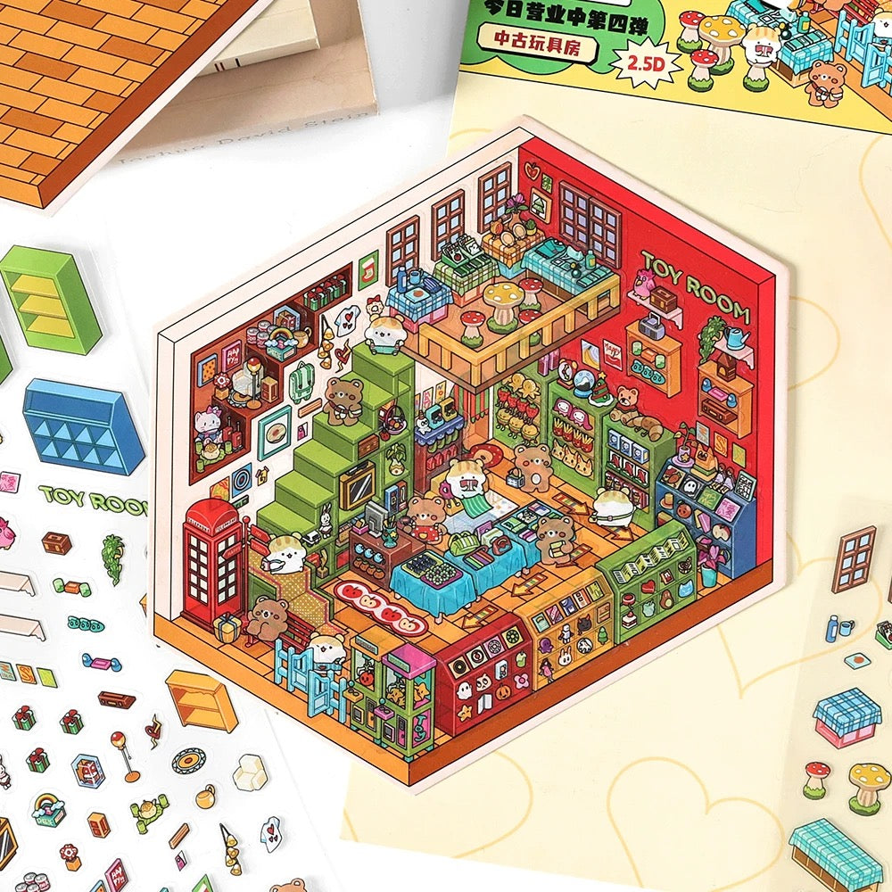 Fairytale Bazaar 3D Sticker | 4 Cute Miniature Scenes