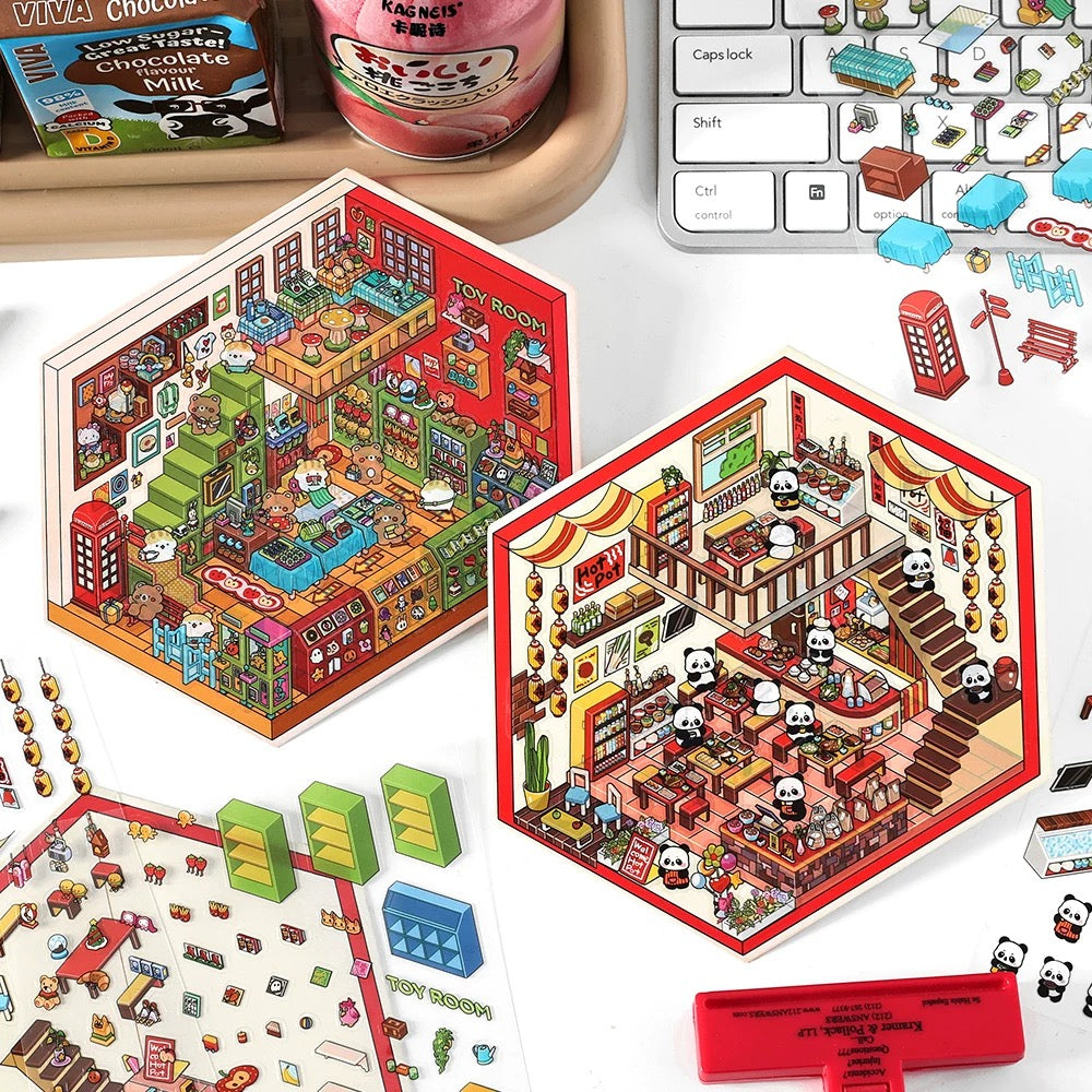 Fairytale Bazaar 3D Sticker | 4 Cute Miniature Scenes