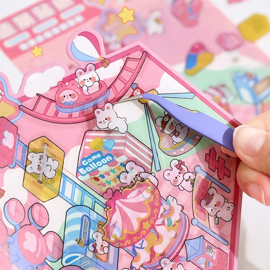 Tiny Animal Wonders 3D Sticker | 4 Cute Miniature Scenes