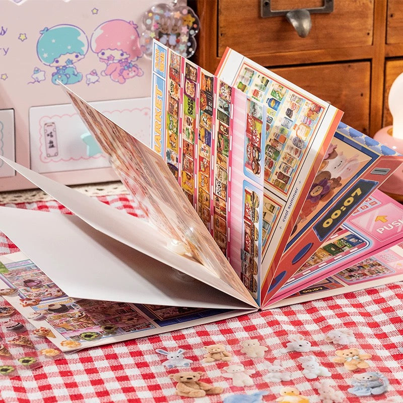 Kawaii Window Scenes 3D Sticker Material Book – Festive Window Joy(8 Scenes)| Everyday Window Dreams(8 Scenes)