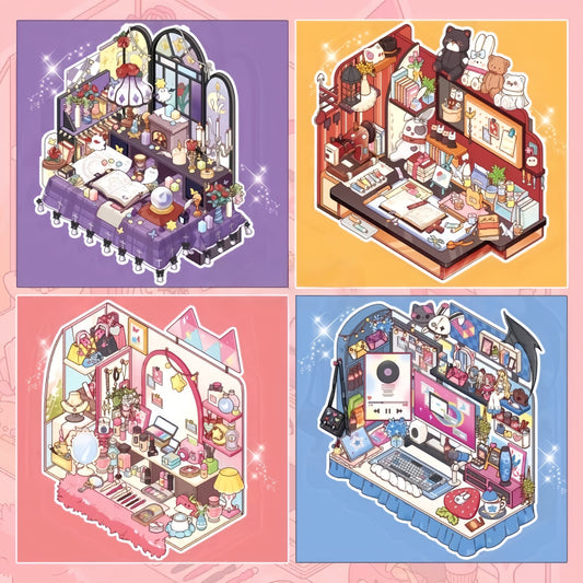 Dreamy Corners 3D Sticker | 4 Cute Miniature Scenes