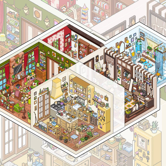 Fieldstone Dream Home 3D Sticker | 5 Cute Miniature Scenes