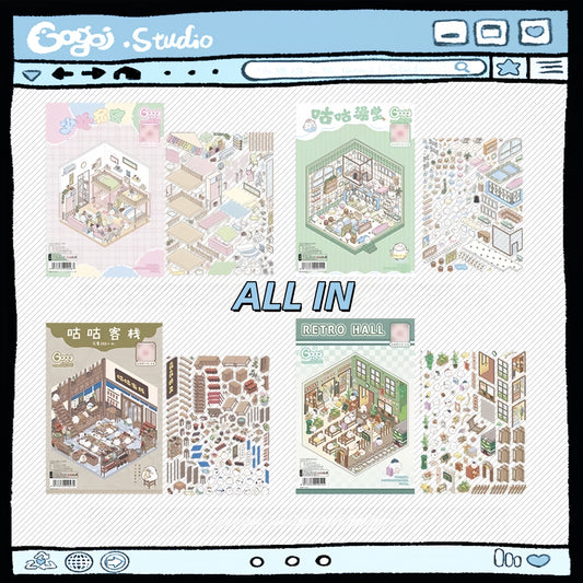 Gogoj Studio 3D Sticker | 4 Cute Miniature Scenes