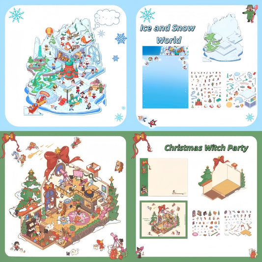 White Eggplant Series 3D Sticker | 2 Cute Miniature Scenes