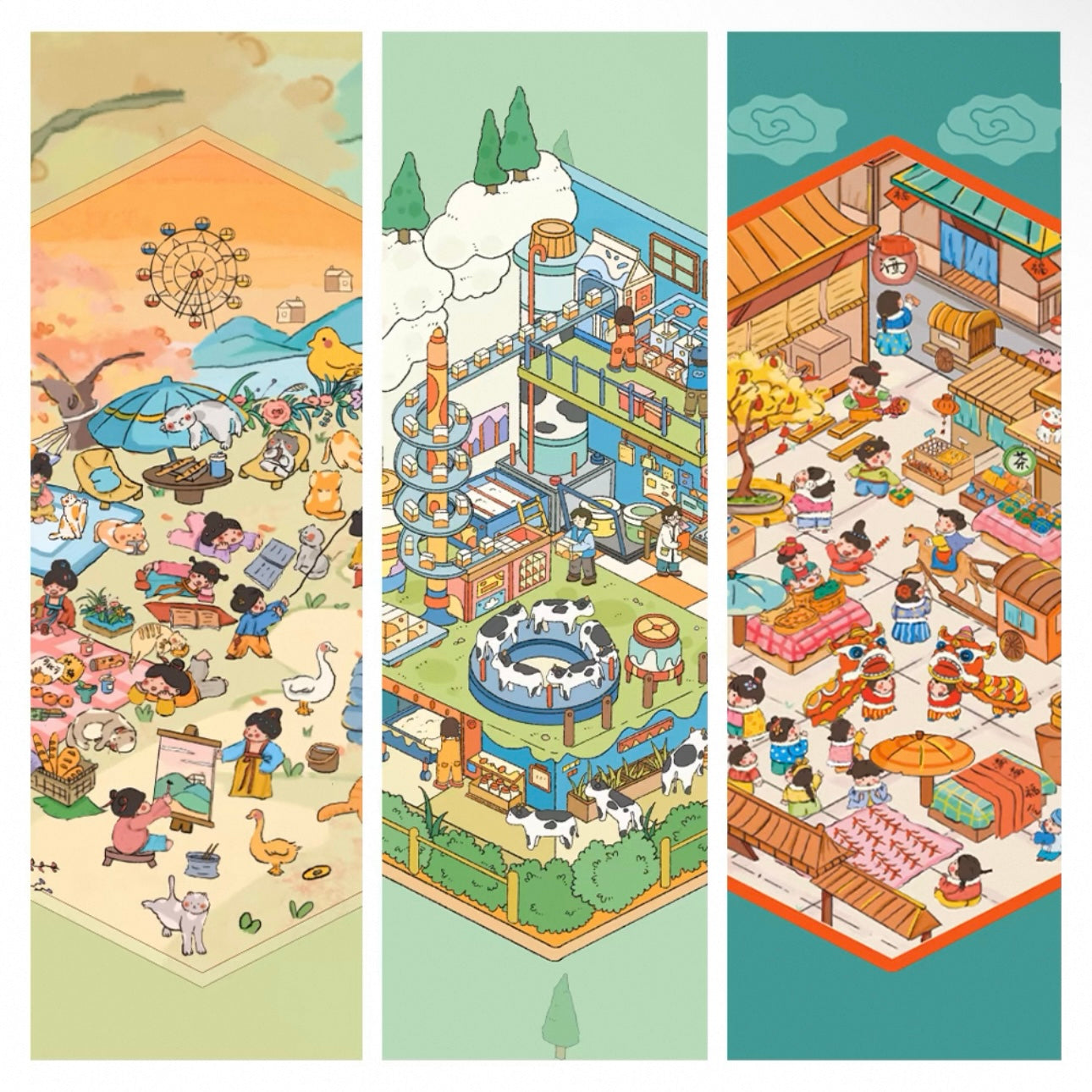 Colorful Little Wonders 3D Sticker | 6 Cute Miniature Scenes