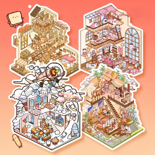 Little Wonder Rooms 3D Sticker Scenes | 4 Cute Miniature Scenes