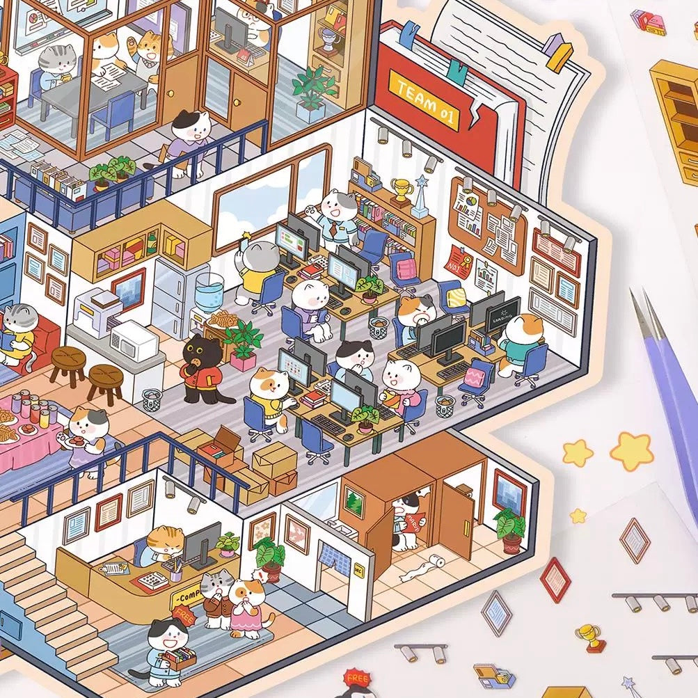Lazy Frontier 3D Sticker | 2 Cute Miniature Scenes