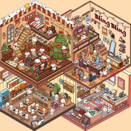 Bobo's Daily Life 3D Sticker | 4 Cute Miniature Scenes