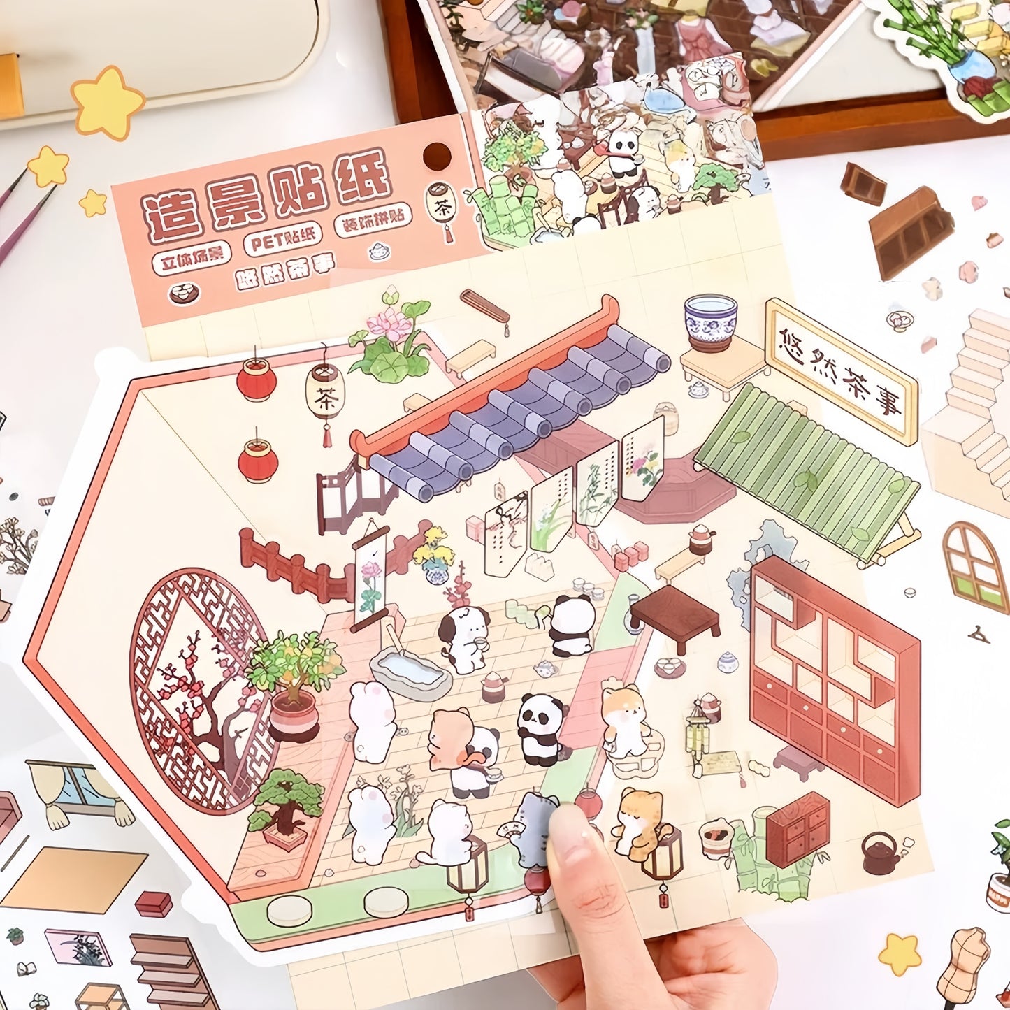 Miniature Shop 3D Stickers | 4 Cute Miniature Scenes