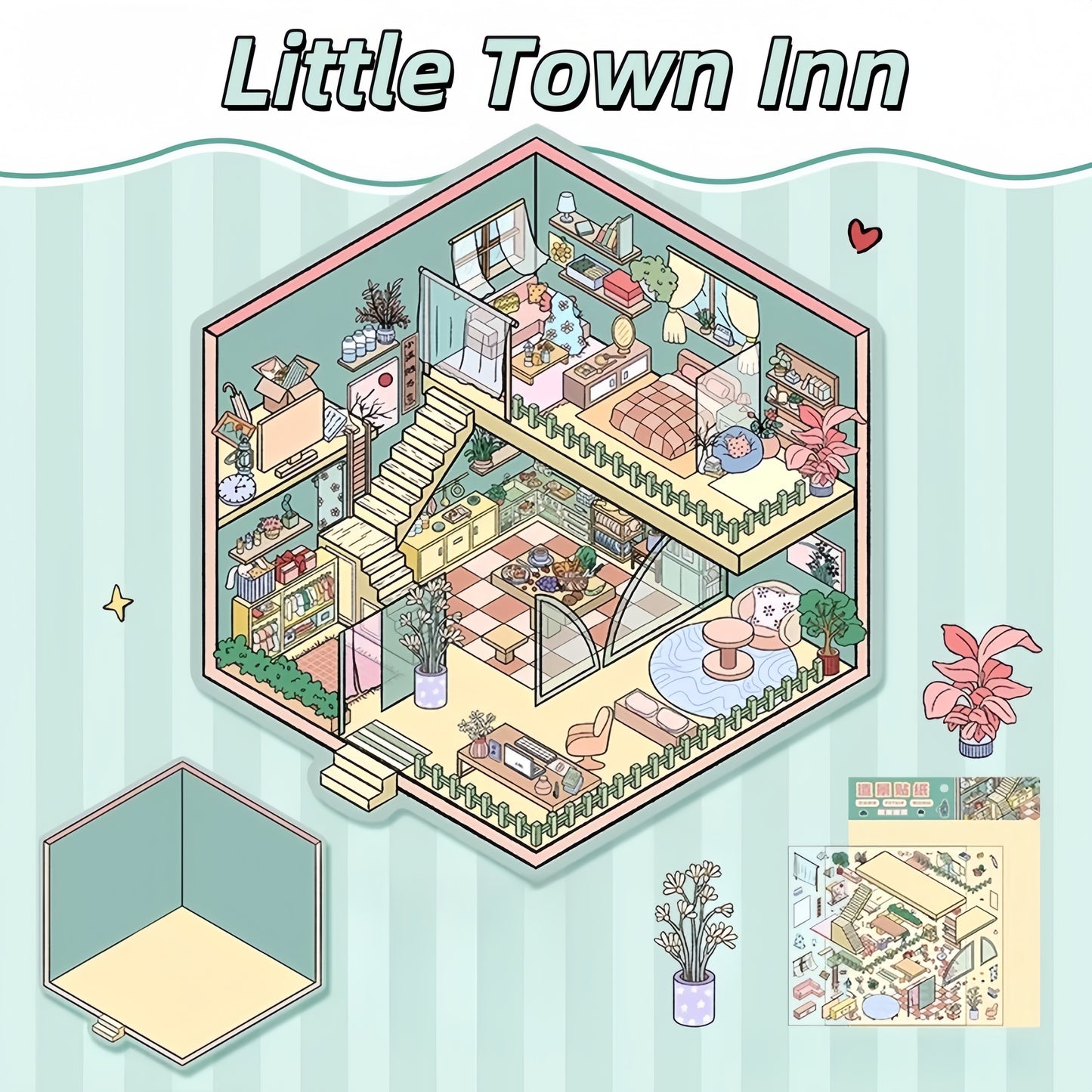 Miniature Shop 3D Stickers | 4 Cute Miniature Scenes