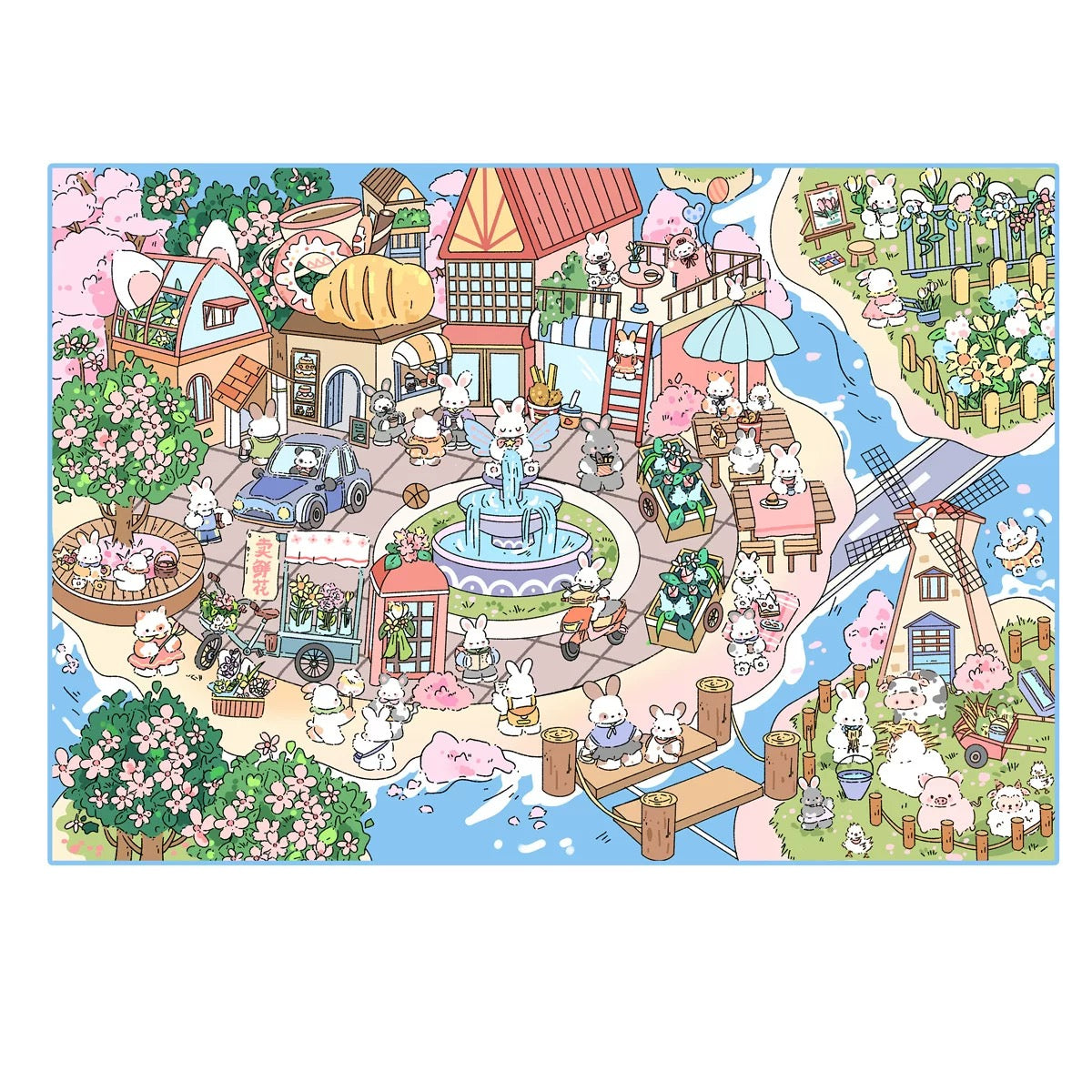 Four Seasons Town 3D Sticker | 4 Cute Miniature Scenes