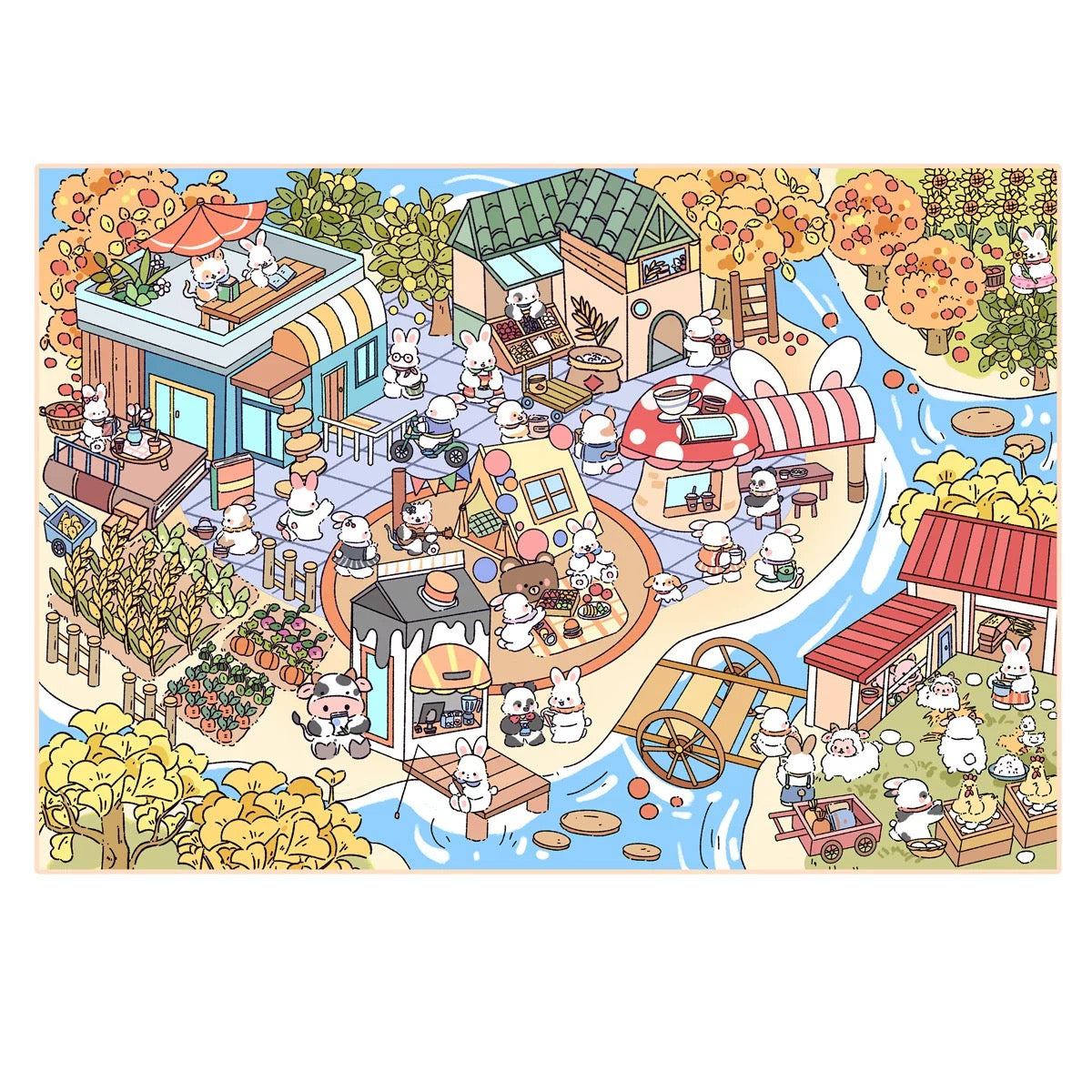 Four Seasons Town 3D Sticker | 4 Cute Miniature Scenes