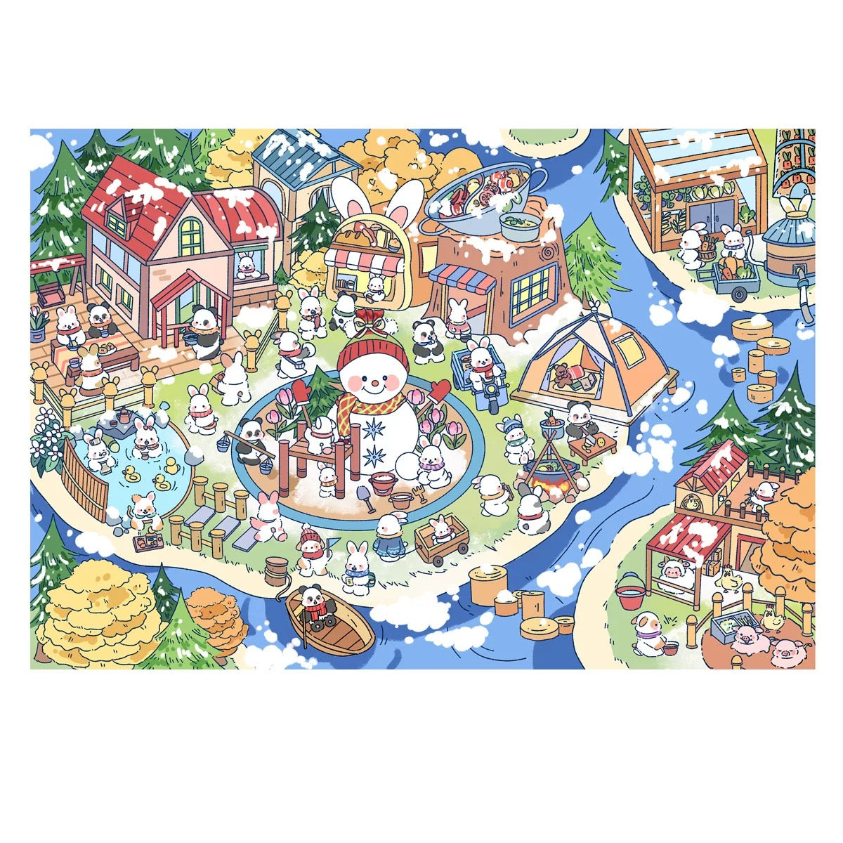 Four Seasons Town 3D Sticker | 4 Cute Miniature Scenes