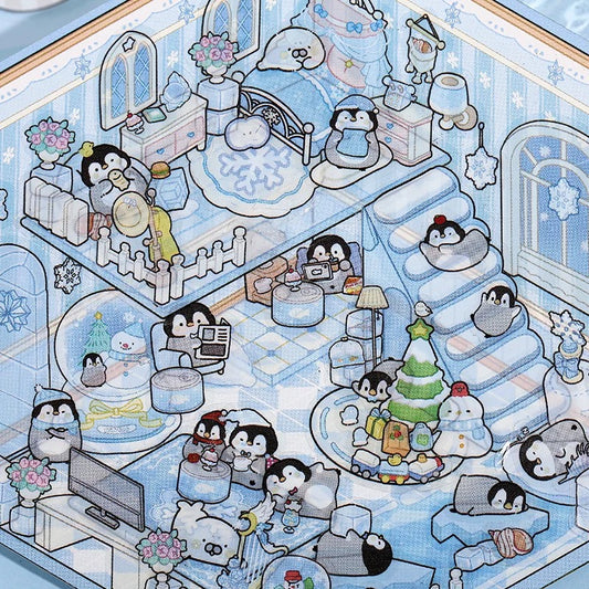 Waddle Wonderland 3D Sticker | 4 Cute Miniature Scenes