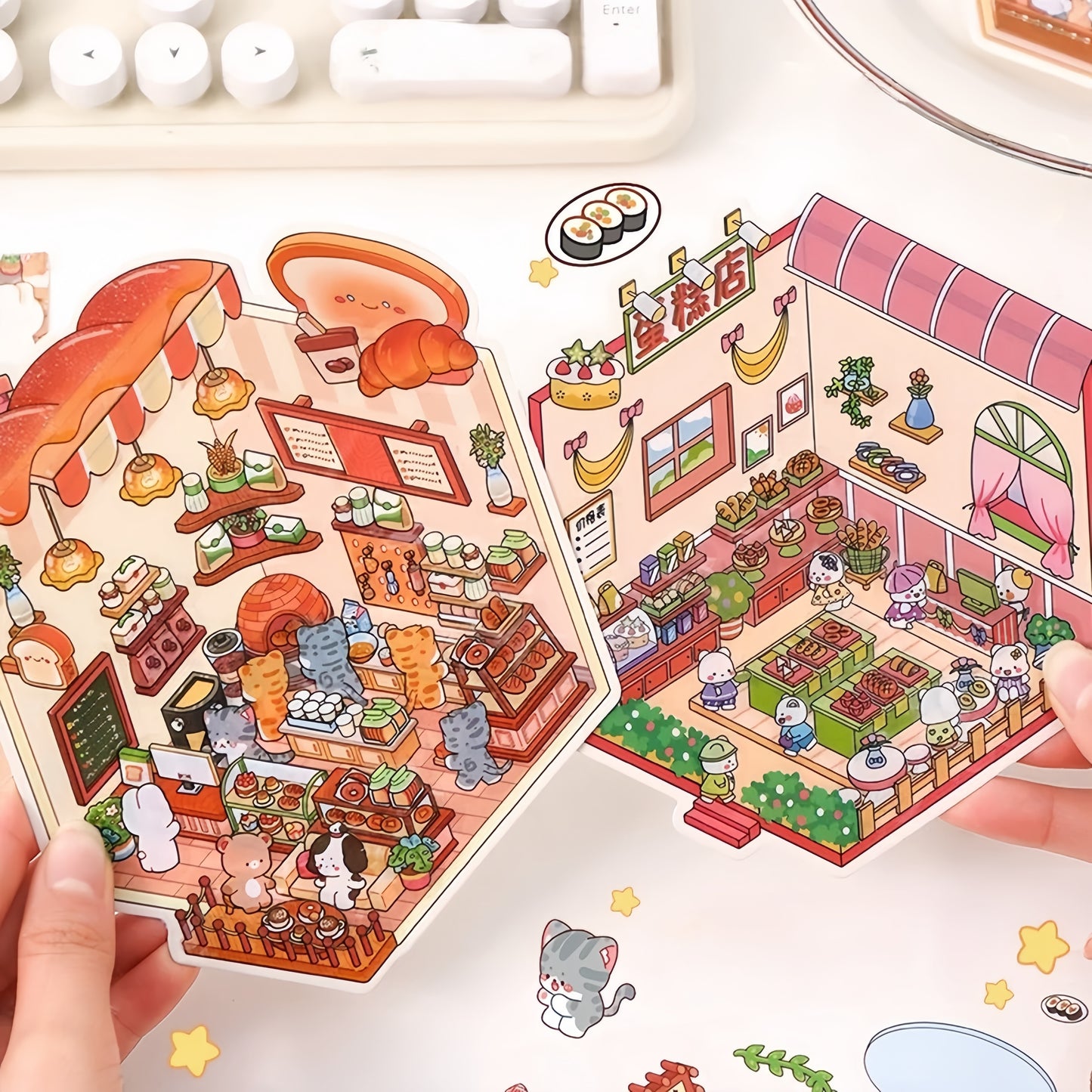 Tiny Animal Wonders 3D Sticker | 4 Cute Miniature Scenes