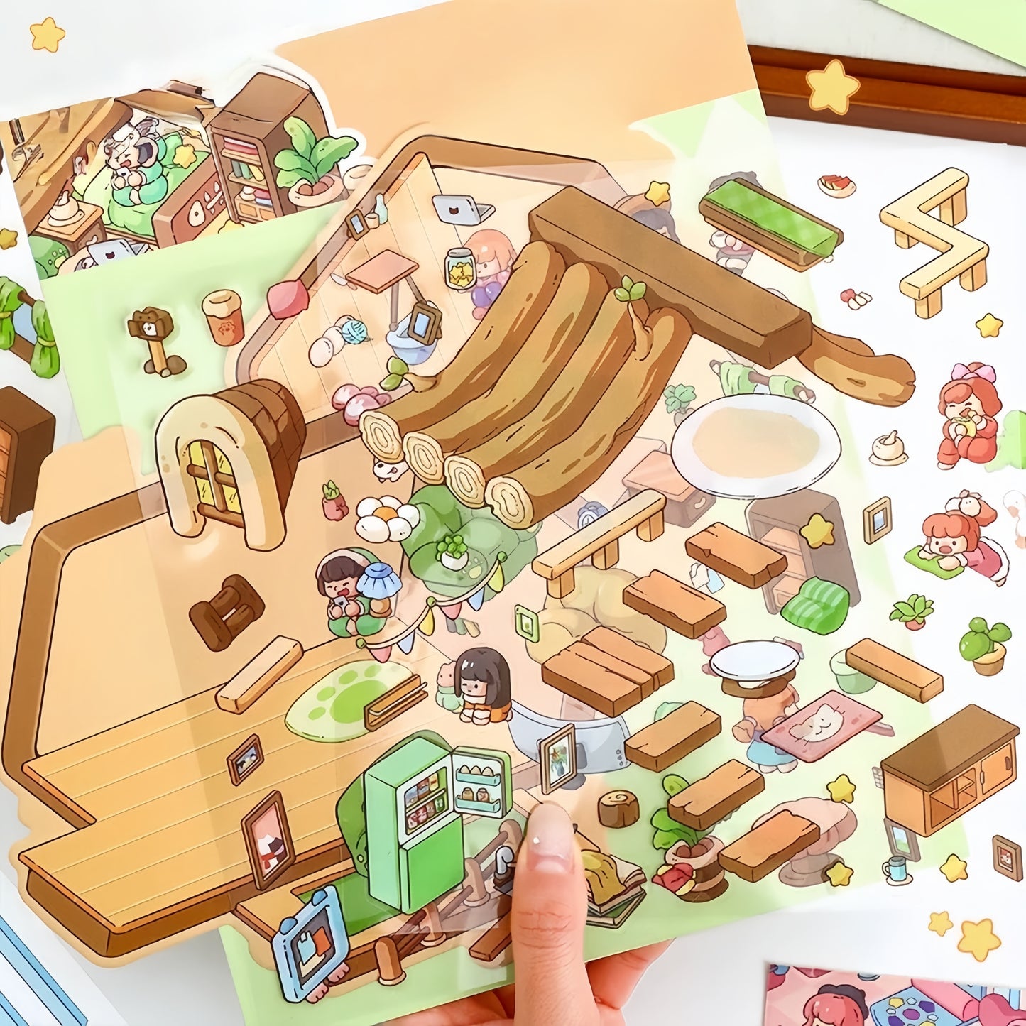 Playful Delights 3D Sticker | 2 Cute Miniature Scenes