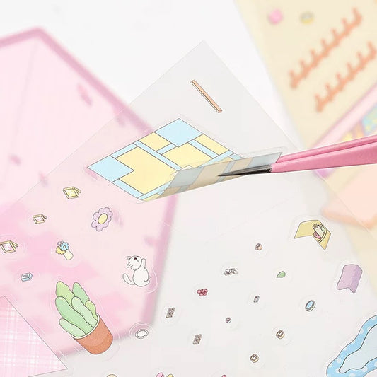 Whimsy Critter Cottages 3D Sticker | 8 Cute Miniature Scenes