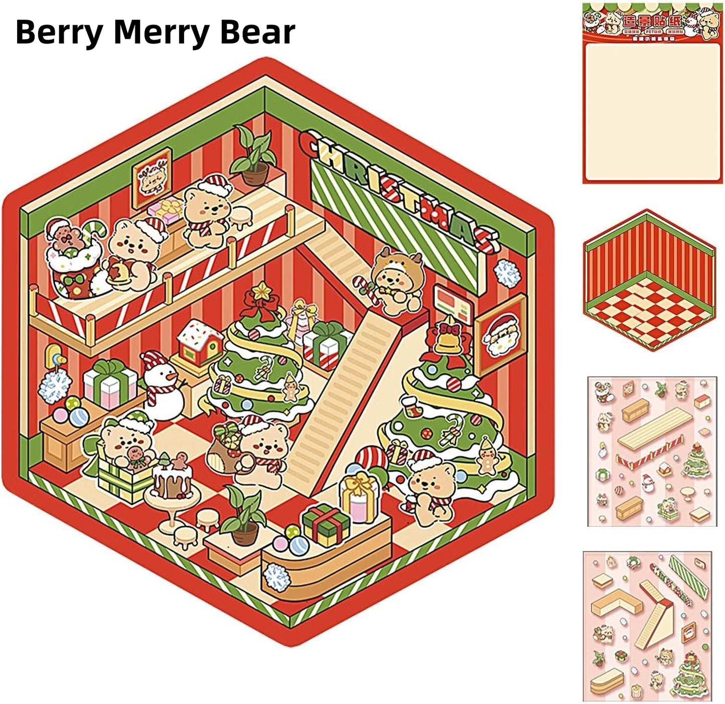 Merry Paws Christmas 3D Sticker | 2 Cute Miniature Scenes