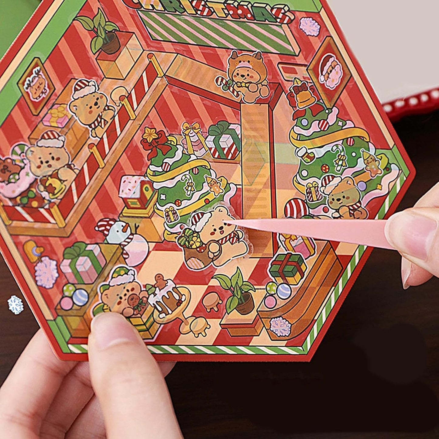 Merry Paws Christmas 3D Sticker | 2 Cute Miniature Scenes