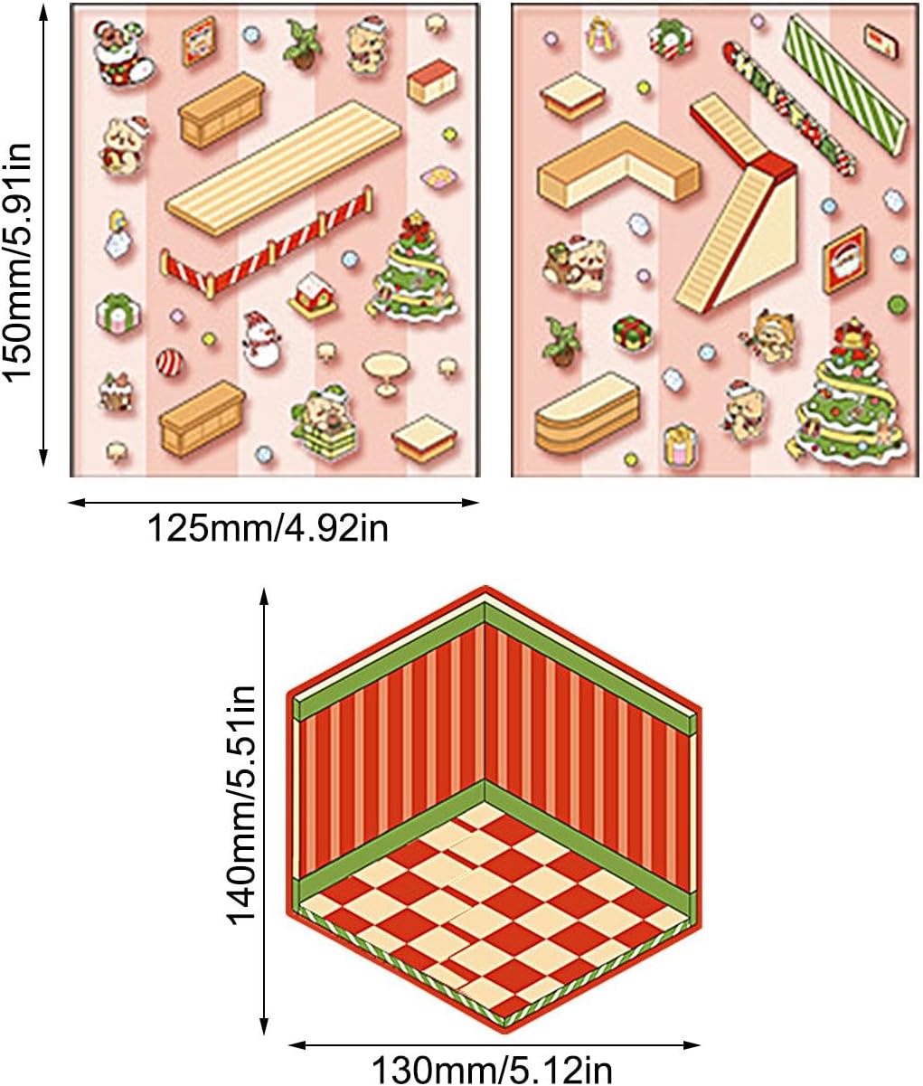 Merry Paws Christmas 3D Sticker | 2 Cute Miniature Scenes
