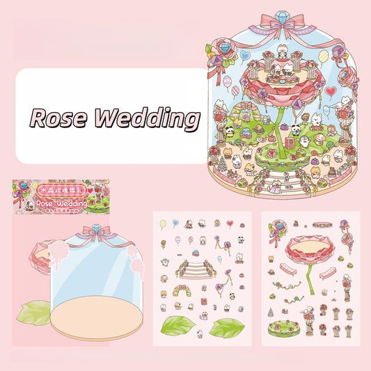 Romantic Wedding 3D Sticker | 4 Cute Miniature Scenes