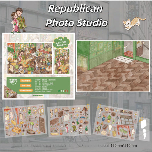 Republican Era Series 3D Sticker | 2 Cute Miniature Scenes
