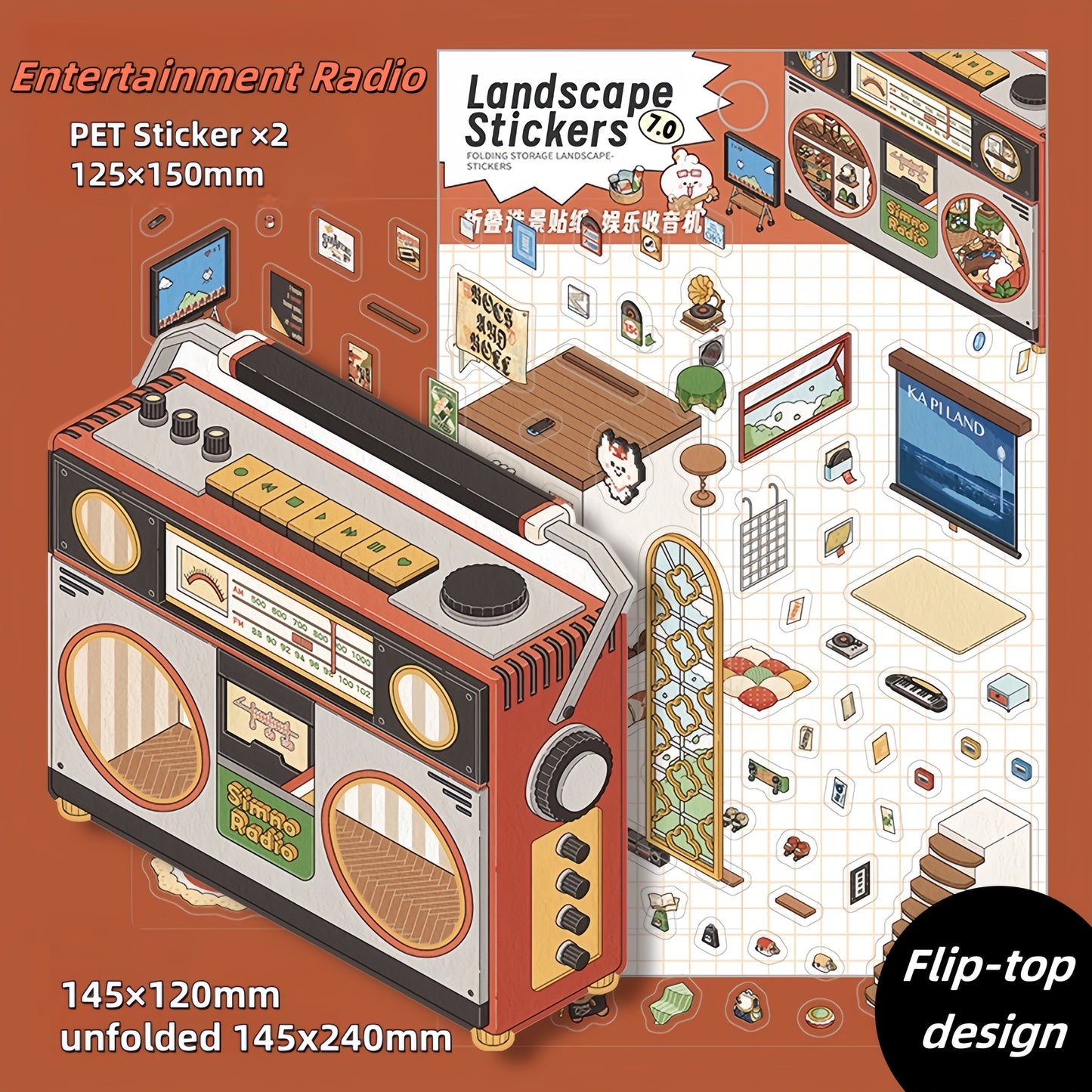 Tiny Box 3D Sticker | 4 Cute Miniature Scenes