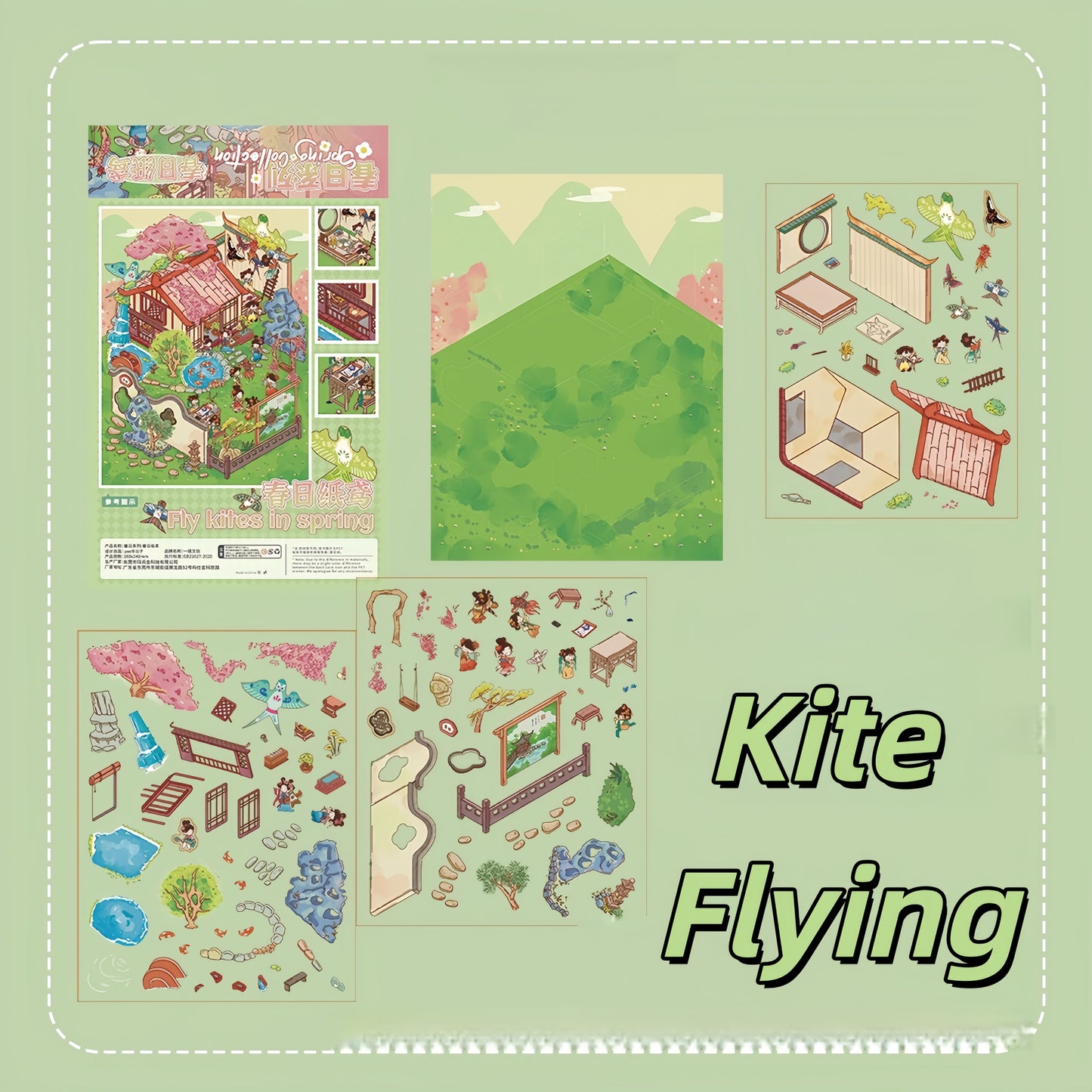 Spring Outing 3D Sticker | 4 Cute Miniature Scenes