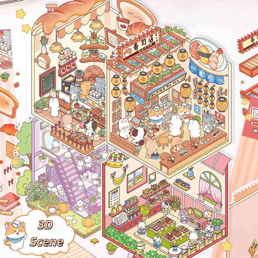 Tiny Animal Wonders 3D Sticker | 4 Cute Miniature Scenes