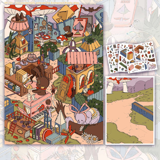 Nocturnal Encounters 3D Sticker | 2 Cute Miniature Scenes