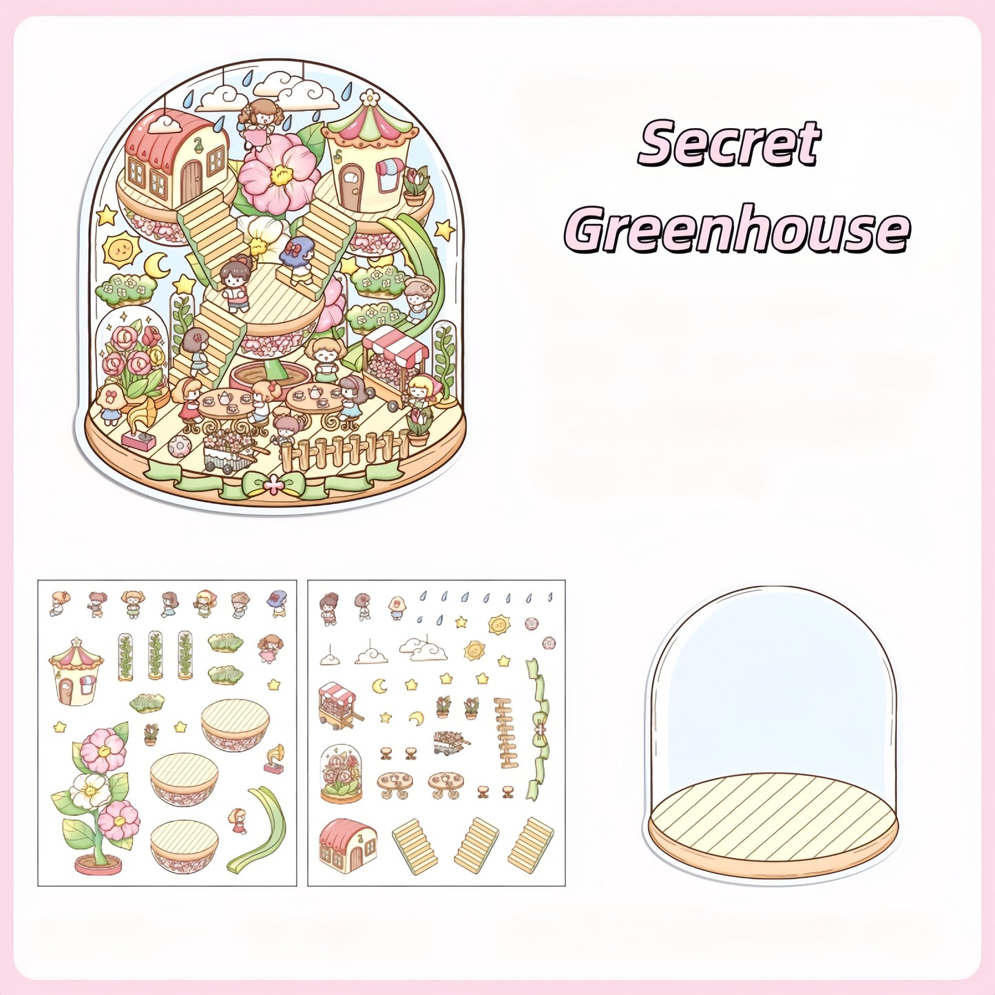 Tiny Dreamscape 3D Sticker | 4 Cute Miniature Scenes