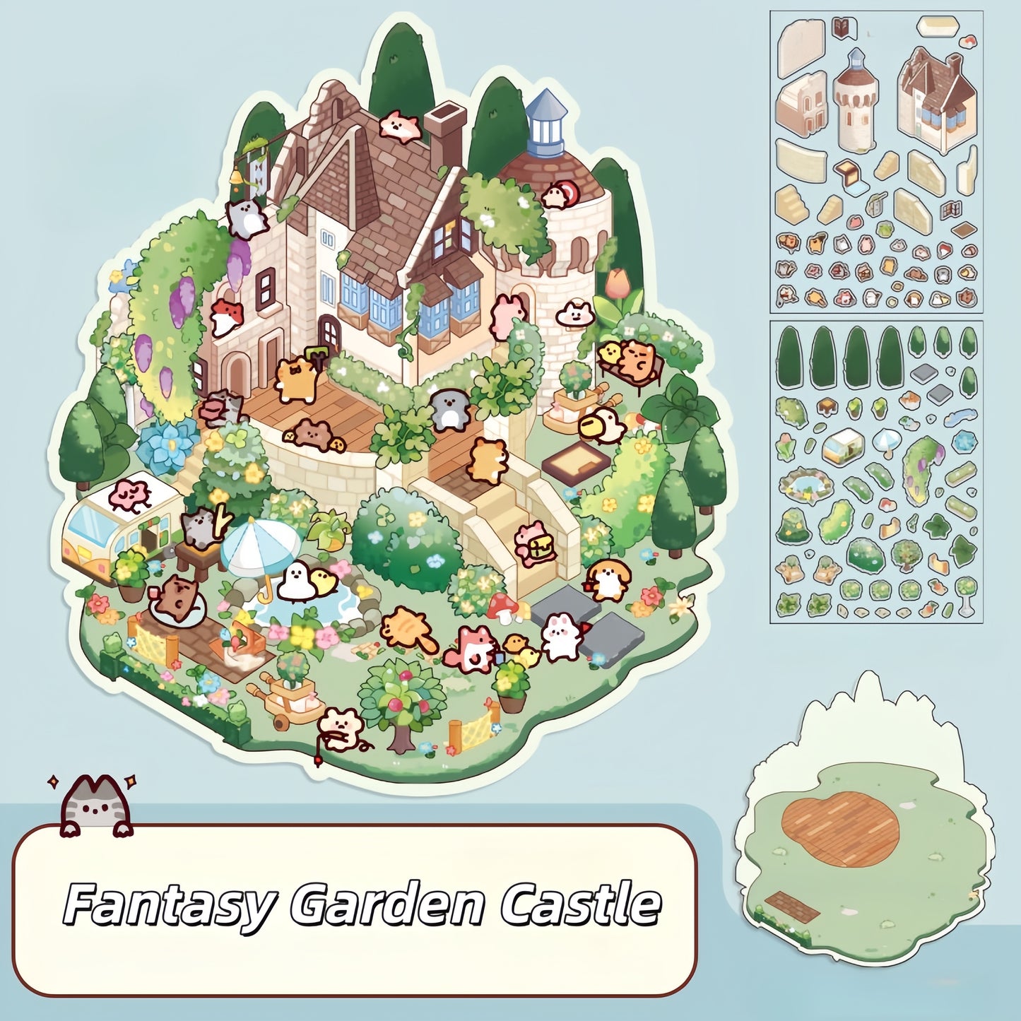 Little Fantasy Town 3D Sticker | 4 Cute Miniature Scenes
