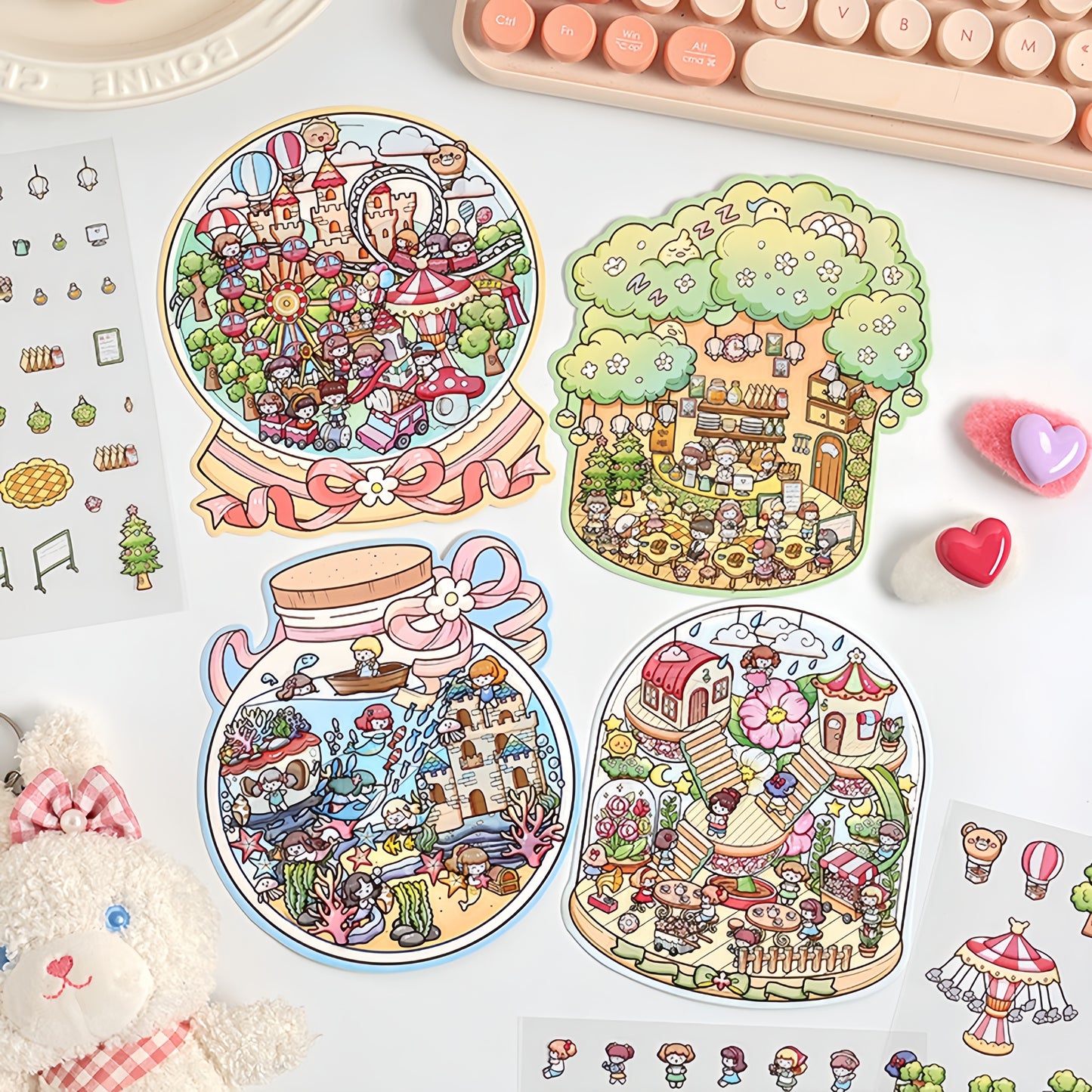 Tiny Dreamscape 3D Sticker | 4 Cute Miniature Scenes
