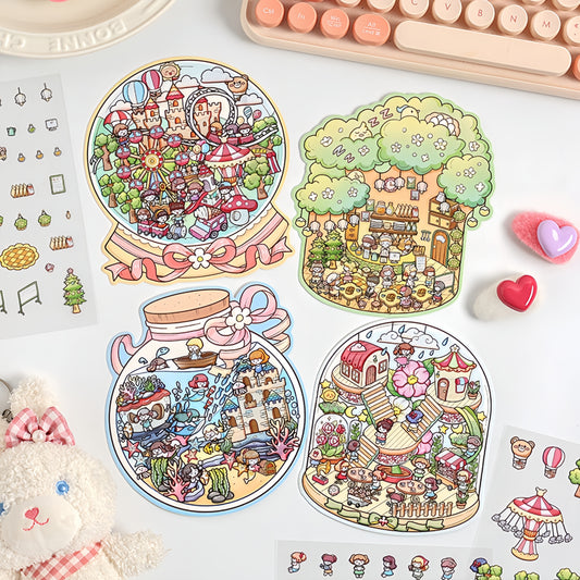 Tiny Dreamscape 3D Sticker | 4  Cute Miniature Scenes