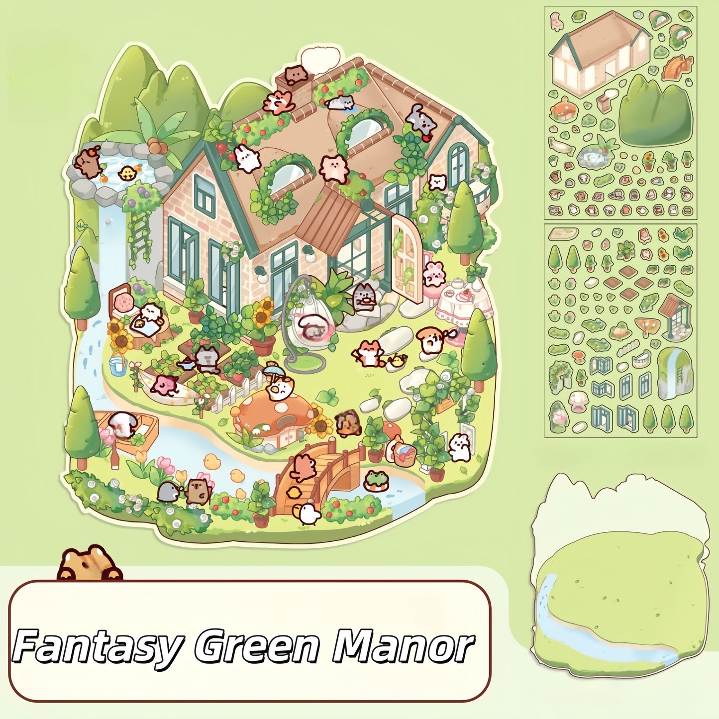 Little Fantasy Town 3D Sticker | 4 Cute Miniature Scenes