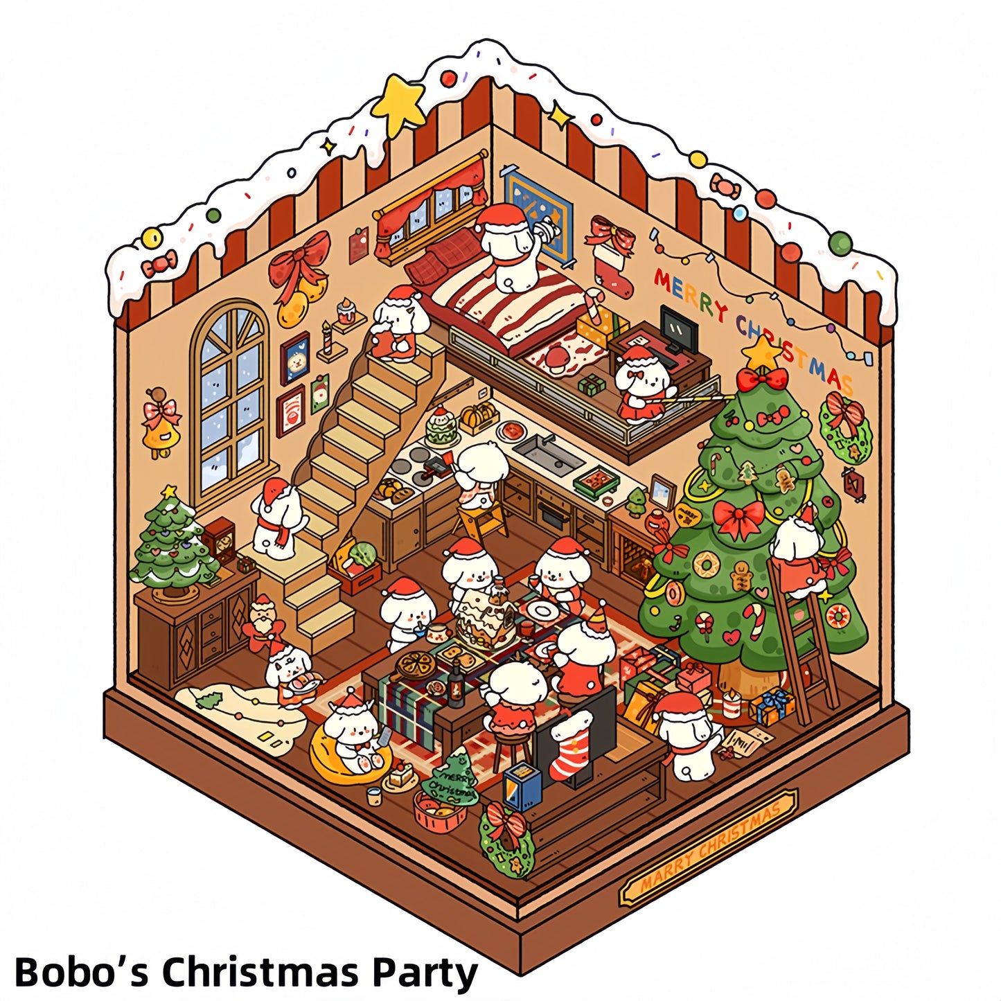 Bobo's Daily Life 3D Sticker | 4 Cute Miniature Scenes