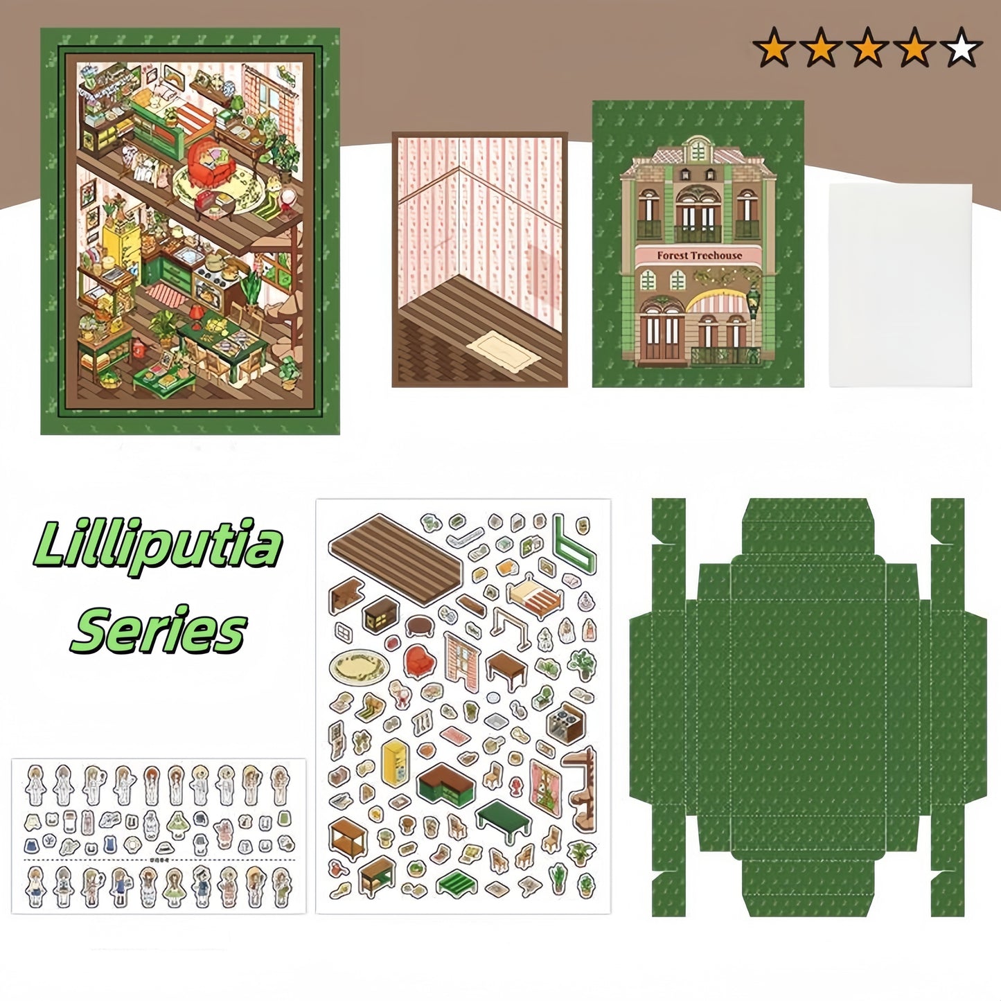 Lilliputian Series 3D Sticker | 4 Cute Miniature Scenes