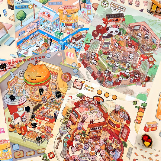 Simulation Management 3D Sticker | 4 Cute Miniature Scenes