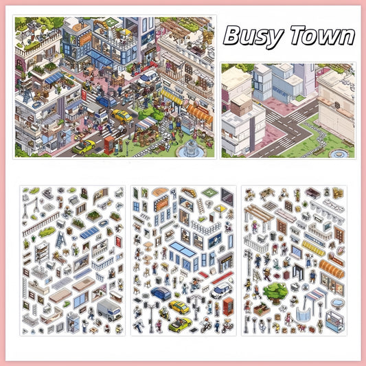 Busy Town 3D Sticker