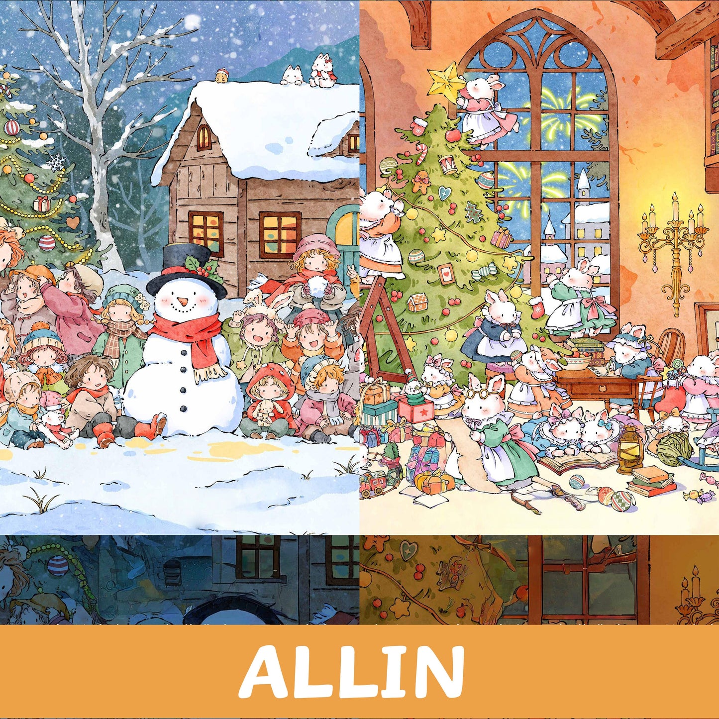 A Warm Winter 3D Sticker | 2 Cute Miniature Scenes