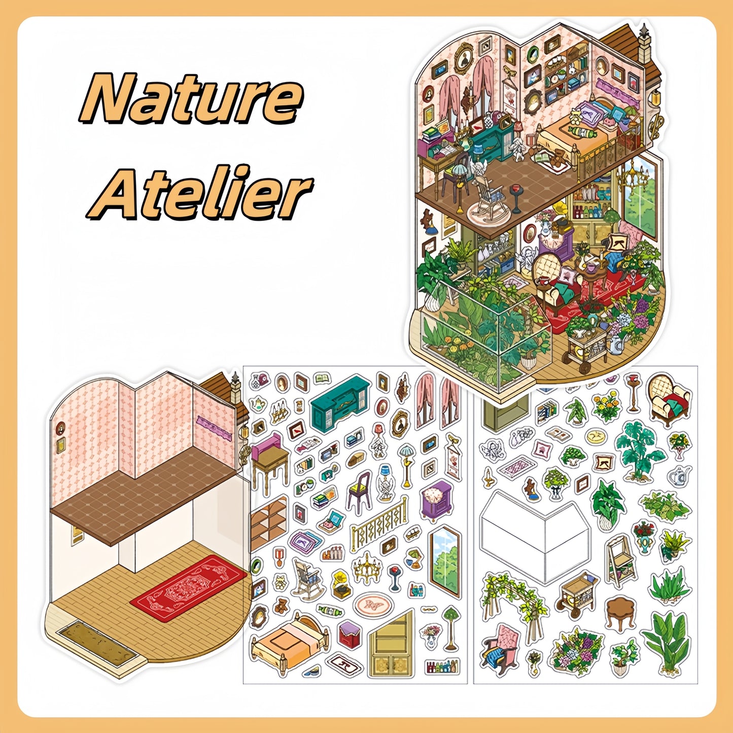 Little Dream House 3D Sticker | 4 Cute Miniature Scenes