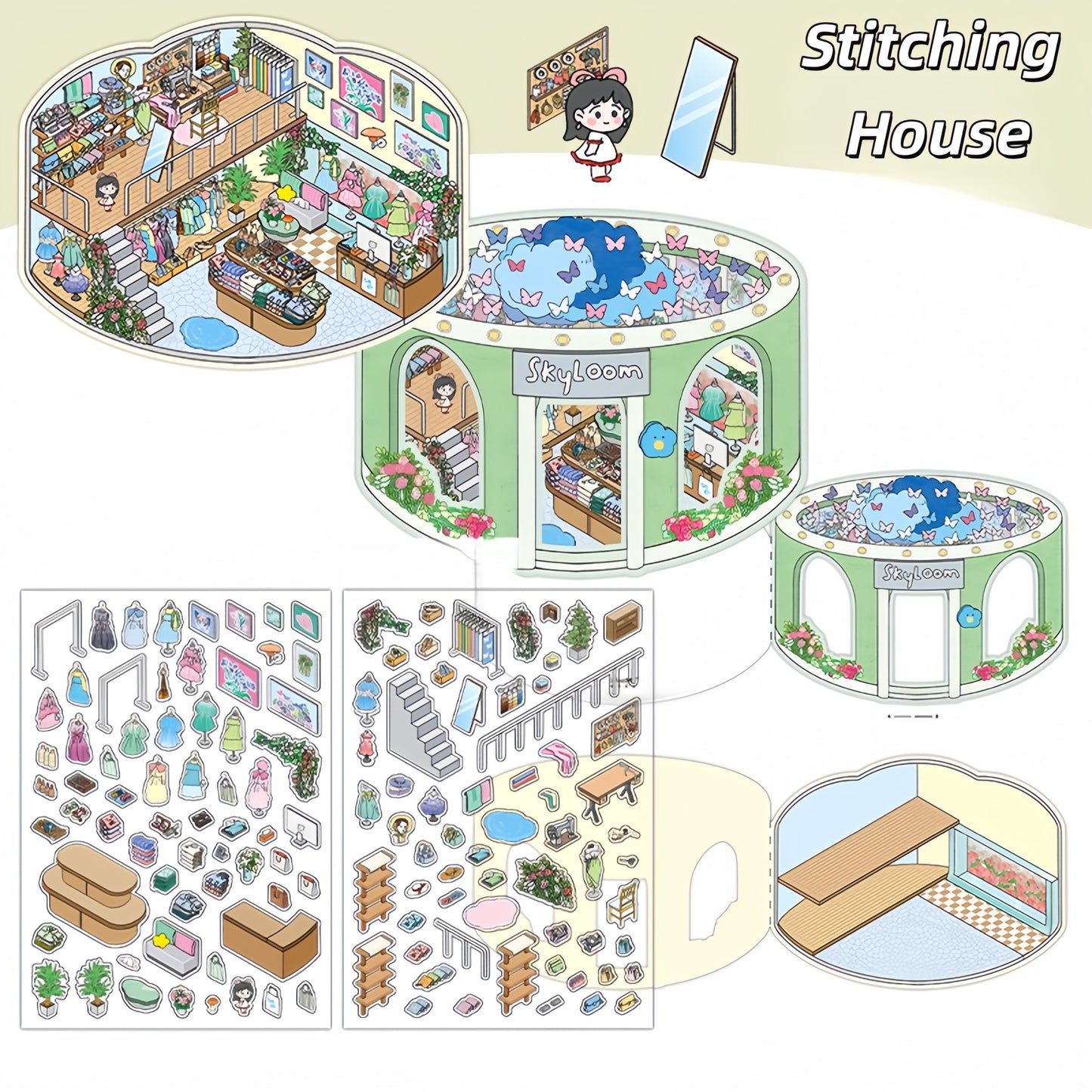 Quiet Atelier 3D Sticker | 4 Cute Miniature Scenes