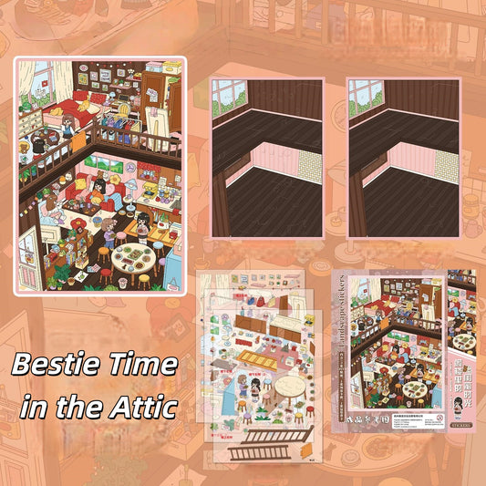 Attic Whispers 3D Sticker | 2 Cute Miniature Scenes